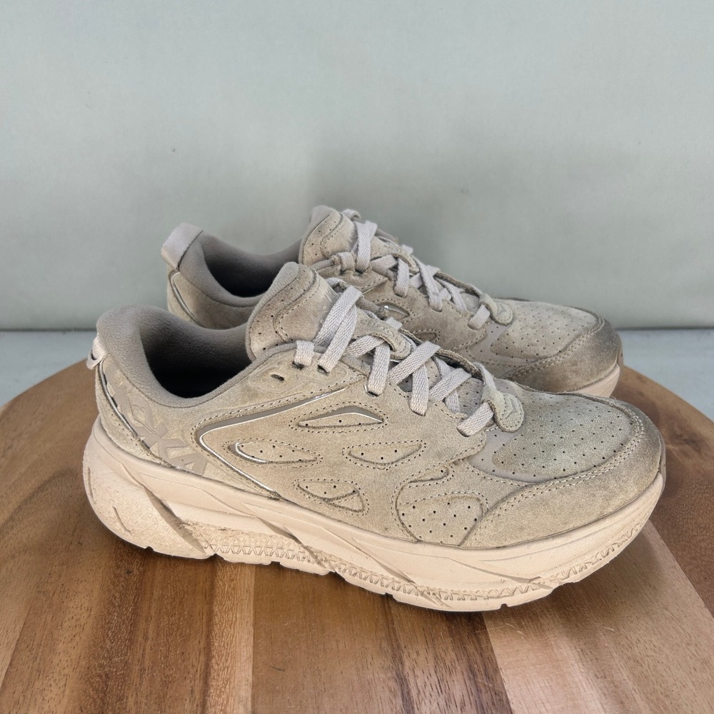 Hoka One One Clifton L Suede Shifting Sand Womens Size 7 Cushioned Comfort